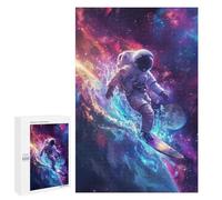 Rompecabezas para Adolescentes 1000 PCS Astronaut Surfing in Space Rompecabezas Juegos Relajantes Decoración del Hogar Regalos Y Cumpleaños Únicos 1000 PCS