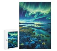 Rompecabezas para Adolescentes 1000 PCS Aurora Borealis Over Rocky Landscape Rompecabezas para Adolescentes Juguetes Antiestrés Mejora La Memoria 1000 PCS