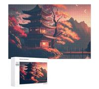 Rompecabezas para Adolescentes 1000 PCS Autumn Serenity Traditional Pagoda Scene Rompecabezas para Adultos Juguetes De Bricolaje Desafío Difícil Cumpleaños 1000 PCS