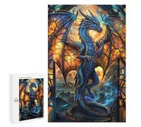 Rompecabezas para Adolescentes 1000 PCS Azure Stained Dragon Rompecabezas para Adultos Juegos Relajantes Desafío Difícil Desafío Educativo 1000 PCS