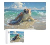 Rompecabezas para Adolescentes 1000 PCS Baby Sea Turtle on Beach Rompecabezas para Adultos Juego Práctico Que Mejora La Memoria Actividades Divertidas En Casa 1000 PCS