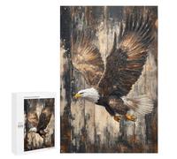 Rompecabezas para Adolescentes 1000 PCS Bald Eagle in Flight on Wood Bold Nature Wall Art Rompecabezas para Adultos Juguetes Antiestrés Arte De Pared Interacción Entre Padres E Hijos 1000 PCS