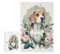 Rompecabezas para Adolescentes 1000 PCS Beagle Floral Portrait Rompecabezas De Juguete Decoración De Pared Decoración del Hogar Cumpleaños Y Navidad 1000 PCS