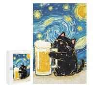 Rompecabezas para Adolescentes 1000 PCS Black Cat Beer Starry Night Rompecabezas Juguetes Antiestrés Corte De Precisión Interacción Entre Padres E Hijos 1000 PCS