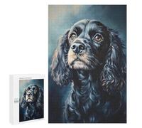 Rompecabezas para Adolescentes 1000 PCS Black Cocker Spaniel Portrait Rompecabezas para Adolescentes Mejora La Memoria para Cumpleaños, Navidad Hermoso Juego De Diseño 1000 PCS
