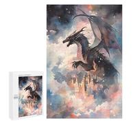 Rompecabezas para Adolescentes 1000 PCS Black Dragon and Castle Rompecabezas para Adultos Juego De Ingenio Decoración del Hogar Regalos para Reducir El Estrés 1000 PCS