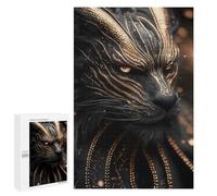 Rompecabezas para Adolescentes 1000 PCS Black Dragon with Gold Accents Rompecabezas para Adultos Juego De Ingenio Decoración del Hogar Regalos para Reducir El Estrés 1000 PCS