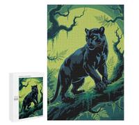 Rompecabezas para Adolescentes 1000 PCS Black Panther in Jungle Illustration Rompecabezas para Adultos Juego Práctico Decoración De Pared Cumpleaños Y Navidad 1000 PCS