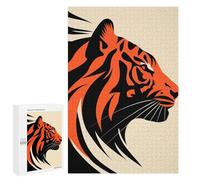 Rompecabezas Para Adolescentes 1000 PCS Bold Tiger Vector Portrait in Red And Black Design Rompecabezas Para Adolescentes Juegos Relajantes Regalos Para Mujeres Actividades Divertidas En Casa 1000 PCS