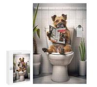 Rompecabezas para Adolescentes 1000 PCS Border Terrier on Toilet Rompecabezas para Adultos Juegos Relajantes Pero Divertidos Y Humorísticos 1000 PCS