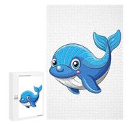 Rompecabezas para Adolescentes 1000 PCS Cartoon Blue Whale Illustration Rompecabezas para Adultos Juguetes Antiestrés Arte De Pared Interacción Entre Padres E Hijos 1000 PCS