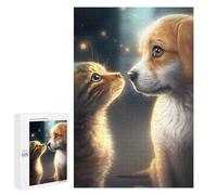 Rompecabezas para Adolescentes 1000 PCS Cat and Dog Gazing -1 Rompecabezas para Adultos Juguetes De Bricolaje Desafío Difícil Cumpleaños 1000 PCS