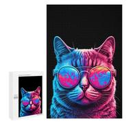 Rompecabezas para Adolescentes 1000 PCS Cat Neon Rompecabezas Juegos Relajantes Decoración del Hogar Regalos Y Cumpleaños Únicos 1000 PCS