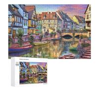 Rompecabezas para Adolescentes 1000 PCS Charming Canal Scene with Colorful Houses Rompecabezas para Adultos Juego Familiar Regalo De Cumpleaños Interacción Entre Padres E Hijos 1000 PCS