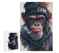 Rompecabezas para Adolescentes 1000 PCS Chill Monkey with Cigarette -1 Rompecabezas Juguetes Antiestrés Decoración Diversión En Casa Actividades, 1000 PCS