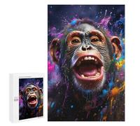 Rompecabezas para Adolescentes 1000 PCS Chimpanzee in Colorful Paint Splash Rompecabezas Juguetes Antiestrés Decoración Diversión En Casa Actividades, 1000 PCS