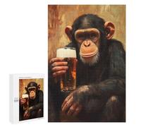 Rompecabezas para Adolescentes 1000 PCS Chimpanzee with Beer Rompecabezas para Adultos Juego Familiar Decoración Desafiante De Completar 1000 PCS