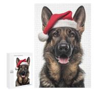 Rompecabezas para Adolescentes 1000 PCS Christmas German Shepherd Dog with Santa Hat Rompecabezas para Adultos Juegos Relajantes Decoración Perfecta Regalos De Cumpleaños Y Únicos 1000 PCS
