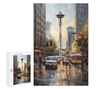 Rompecabezas para Adolescentes 1000 PCS City of Coffee Seattle USA Rompecabezas para Adultos Juego De Ingenio Decoración Diversión En Casa Actividades, 1000 PCS
