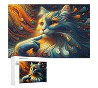 Rompecabezas para Adolescentes 1000 PCS Colorful Abstract Cat Art Rompecabezas Juguetes Antiestrés Decoración Diversión En Casa Actividades, 1000 PCS