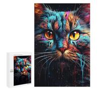 Rompecabezas para Adolescentes 1000 PCS Colorful Cat Abstract Art Rompecabezas para Adultos Juego De Ingenio Decoración del Hogar Actividades Divertidas En Casa 1000 PCS