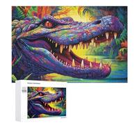 Rompecabezas para Adolescentes 1000 PCS Colorful Crocodile in Lush Jungle -1 Rompecabezas para Adultos Juego De Ingenio Decoración del Hogar Actividades Divertidas En Casa 1000 PCS