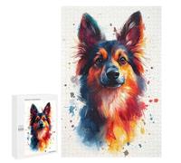 Rompecabezas para Adolescentes 1000 PCS Colorful German Sheppard Portrait Rompecabezas para Adultos Juguetes Antiestrés para La Diversión Familiar Interacción Entre Padres E Hijos 1000 PCS