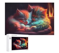 Rompecabezas para Adolescentes 1000 PCS Colorful Kittens by The Fire Rompecabezas Juguetes Antiestrés Decoración Diversión En Casa Actividades, 1000 PCS