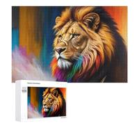 Rompecabezas para Adolescentes 1000 PCS Colorful Lion Art Print-3 Rompecabezas para Adultos Juego De Ingenio Decoración del Hogar Actividades Divertidas En Casa 1000 PCS