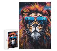 Rompecabezas para Adolescentes 1000 PCS Colorful Lion with Sunglasses Art Print Rompecabezas para Adultos Juguetes De Bricolaje Desafío Difícil Cumpleaños 1000 PCS