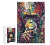 Rompecabezas para Adolescentes 1000 PCS Colorful Monkey Art Print Rompecabezas para Adolescentes Mejora La Memoria para Cumpleaños, Navidad Hermoso Juego De Diseño 1000 PCS