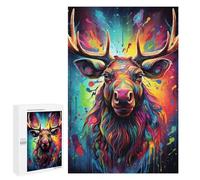 Rompecabezas para Adolescentes 1000 PCS Colorful Moose Portrait-5 Rompecabezas para Adultos Juguetes De Bricolaje Desafío Difícil Cumpleaños 1000 PCS