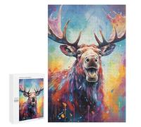 Rompecabezas para Adolescentes 1000 PCS Colorful Moose Portrait Rompecabezas para Adultos Juegos Relajantes Corte De Precisión Juego Desafiante Regalos 1000 PCS