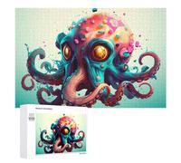 Rompecabezas para Adolescentes 1000 PCS Colorful Octopus Skull Illustration Rompecabezas para Adultos Juegos Familiares Análisis Y Lógica Actividades Divertidas En Casa 1000 PCS