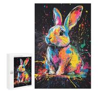 Rompecabezas para Adolescentes 1000 PCS Colorful Rabbit Splash Art Rompecabezas para Adolescentes Juguetes Antiestrés Mejora La Memoria 1000 PCS