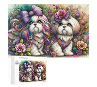 Rompecabezas para Adolescentes 1000 PCS Colorful Shih Tzu Art Print Rompecabezas para Adultos Juego De Ingenio Decoración del Hogar Actividades Divertidas En Casa 1000 PCS