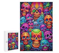 Rompecabezas para Adolescentes 1000 PCS Colorful Skulls Artwork Rompecabezas para Adultos Juegos Relajantes Corte De Precisión Juego Desafiante Regalos 1000 PCS
