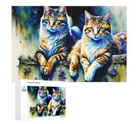Rompecabezas para Adolescentes 1000 PCS Colorful Watercolor Cats Art Print Rompecabezas para Adultos Juegos Relajantes Corte De Precisión Juego Desafiante Regalos 1000 PCS
