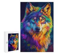 Rompecabezas para Adolescentes 1000 PCS Colorful Wolf Portrait Rompecabezas para Adolescentes Juguetes Antiestrés Mejora La Memoria 1000 PCS