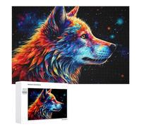 Rompecabezas para Adolescentes 1000 PCS Colorful Wolf Portrait Rompecabezas para Adultos Juego De Ingenio Decoración del Hogar Actividades Divertidas En Casa 1000 PCS