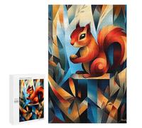 Rompecabezas para Adolescentes 1000 PCS Contemporary Cubist Take on Dürers Squirrel Study - Modern Wildlife Wall Art Rompecabezas para Adultos Juego Práctico Decoración De Pared CU