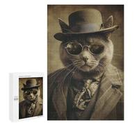 Rompecabezas para Adolescentes 1000 PCS Cool Vintage Cat Rompecabezas para Adolescentes Juguetes Antiestrés Mejora La Memoria 1000 PCS
