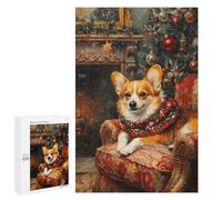Rompecabezas para Adolescentes 1000 PCS Corgi Christmas Portrait Cozy Holiday Dog Print Rompecabezas para Adultos Juego De Ingenio Decoración del Hogar Regalos para Reducir El Estrés 1000 PCS