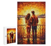 Rompecabezas para Adolescentes 1000 PCS Couple Sunset Cityscape Rompecabezas para Adultos Juguetes Antiestrés para La Diversión Familiar Interacción Entre Padres E Hijos 1000 PCS