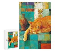 Rompecabezas para Adolescentes 1000 PCS Cozy Cat Resting on Colorful Blocks Rompecabezas para Adultos Actividades Familiares Interacción Entre Padres E Hijos Hermoso Juego De Diseño 1000 PCS