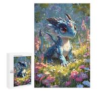 Rompecabezas para Adolescentes 1000 PCS Cute Baby Dragon in Flower Field Rompecabezas Juguetes Antiestrés Corte De Precisión Interacción Entre Padres E Hijos 1000 PCS