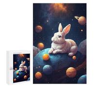 Rompecabezas para Adolescentes 1000 PCS Cute Bunny in The Space Rompecabezas para Adultos Juguetes Antiestrés Arte De Pared Interacción Entre Padres E Hijos 1000 PCS