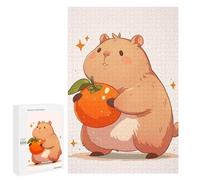 Rompecabezas para Adolescentes 1000 PCS Cute Capybara with Orange Rompecabezas para Adultos Juego Familiar Decoración Desafiante De Completar 1000 PCS