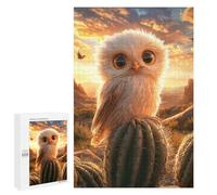 Rompecabezas para Adolescentes 1000 PCS Cute Owl on Cactus Rompecabezas para Adultos Juegos Relajantes Desafío Difícil Desafío Educativo 1000 PCS