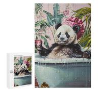 Rompecabezas para Adolescentes 1000 PCS Cute Panda Bath Wine Glass Rompecabezas para Adultos Juegos Divertidos Análisis Y Lógica Interacción Entre Padres E Hijos 1000 PCS